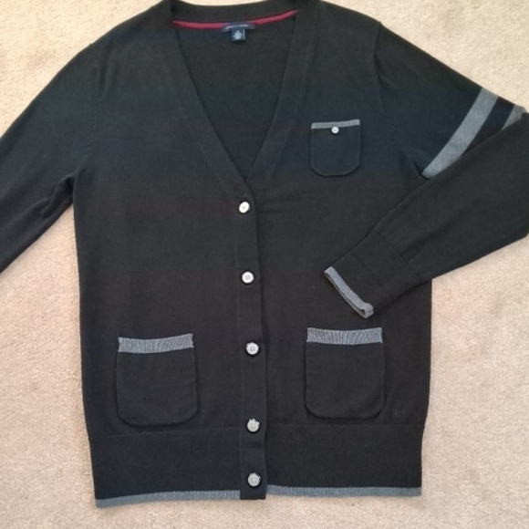Tommy Hilfiger Sweaters - Tommy Hilfiger Black and Gray Women's Cardigan